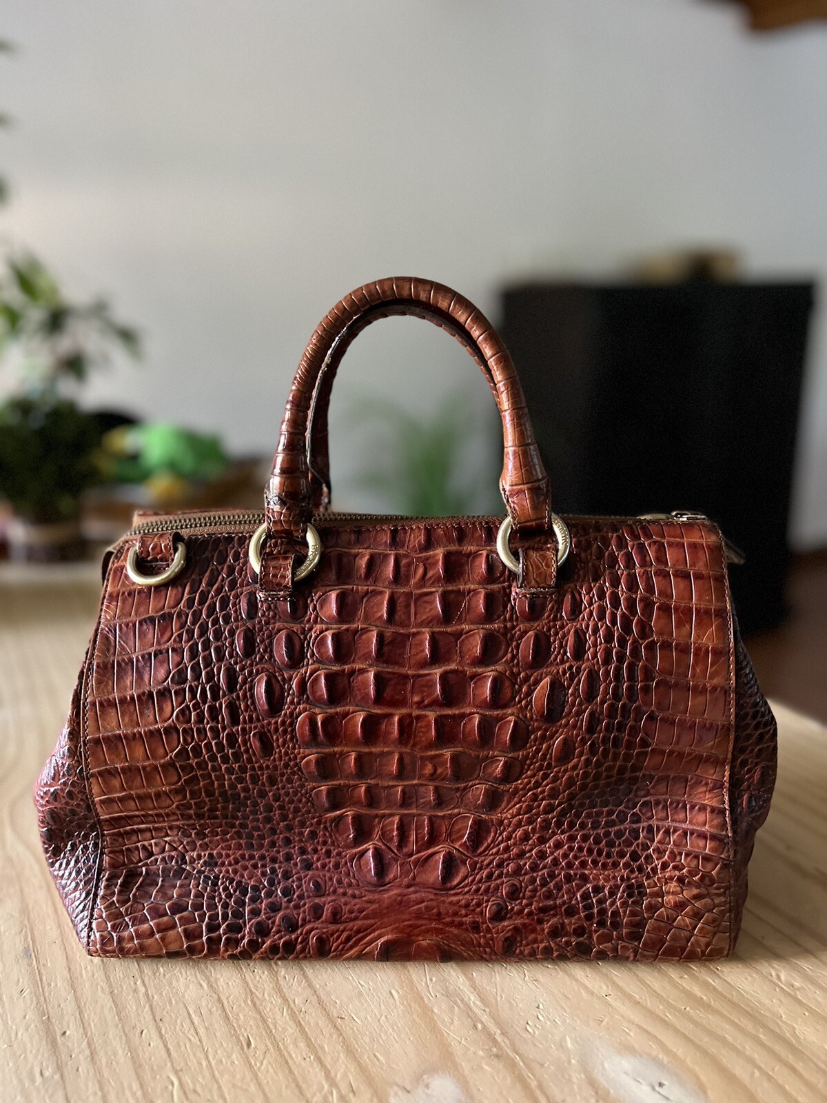 brahmin croc embossed handbags No Strap Brown (See Pics For Details)