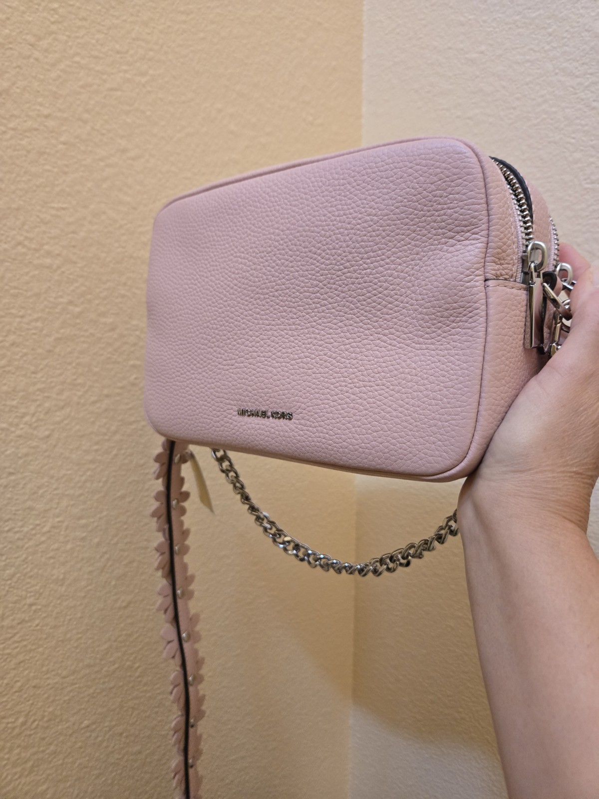 Michael Kors Bryant Medium Double Zip Floral Strap Camera Crossbody Bag