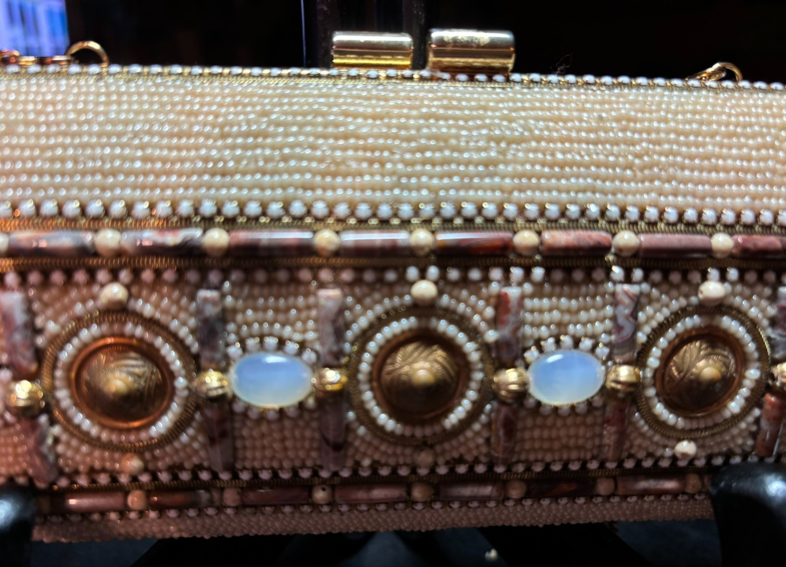 M and J Hansen Designs miniaudiere clutch, an artisan creation, from 80s-90s