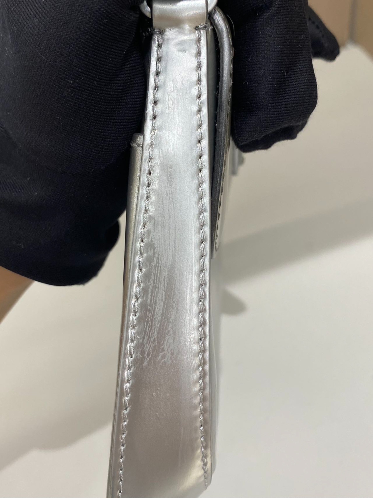 Authentic Prada Cleo Patent Leather Shoulder Bag Silver Silver-Tone eBay AG