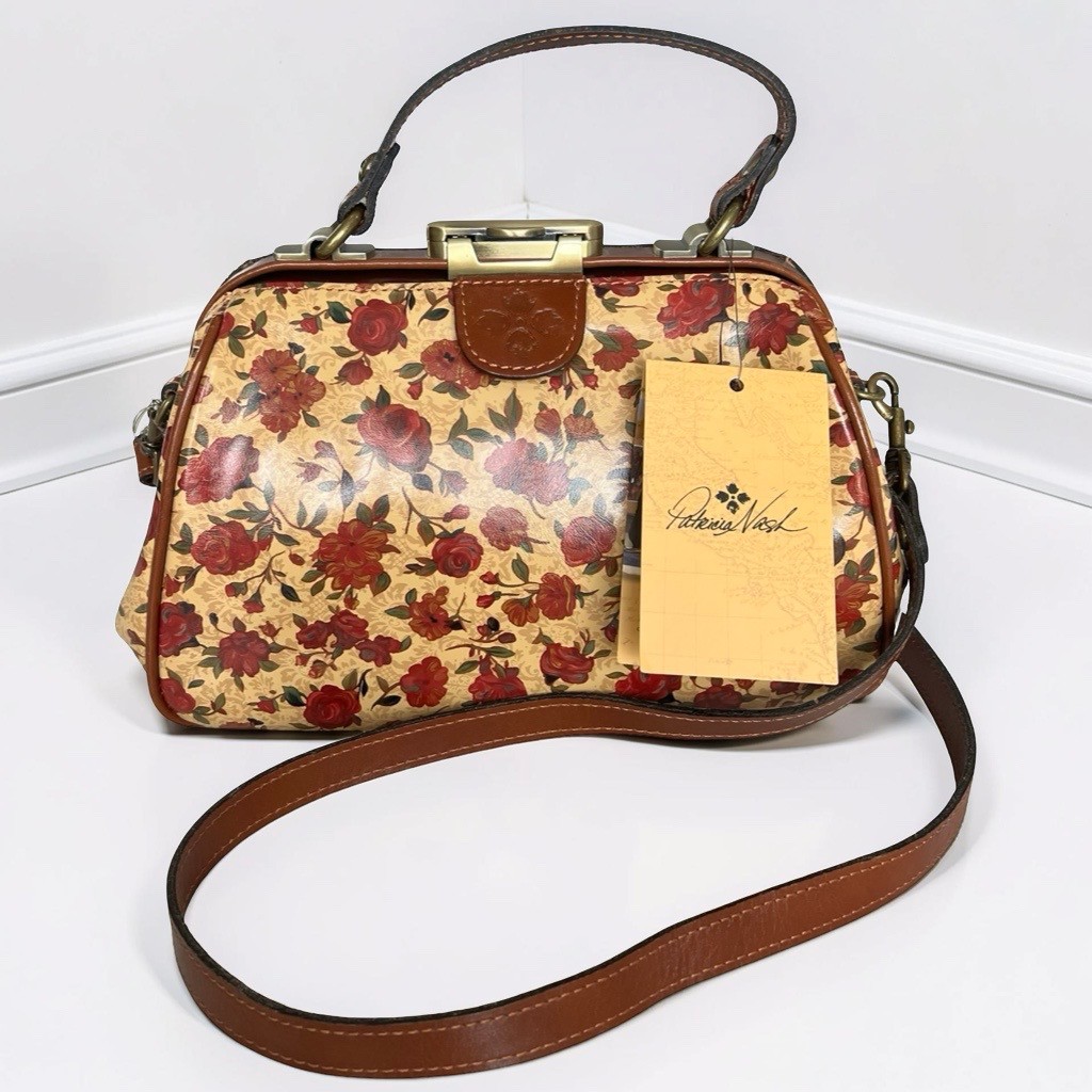 NWT Retired Patricia Nash Gracchi Satchel Bag – Crossbody -Tan Rosso Fiore Color