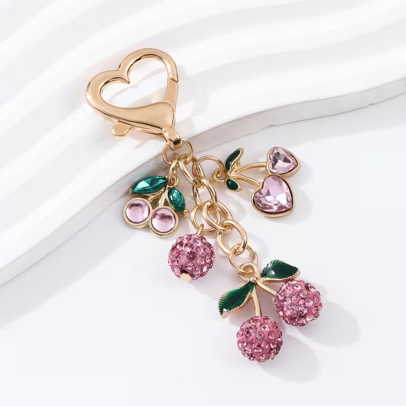Glitters Handbag Charm Keychain Purse Accessory Heart Christal ball
