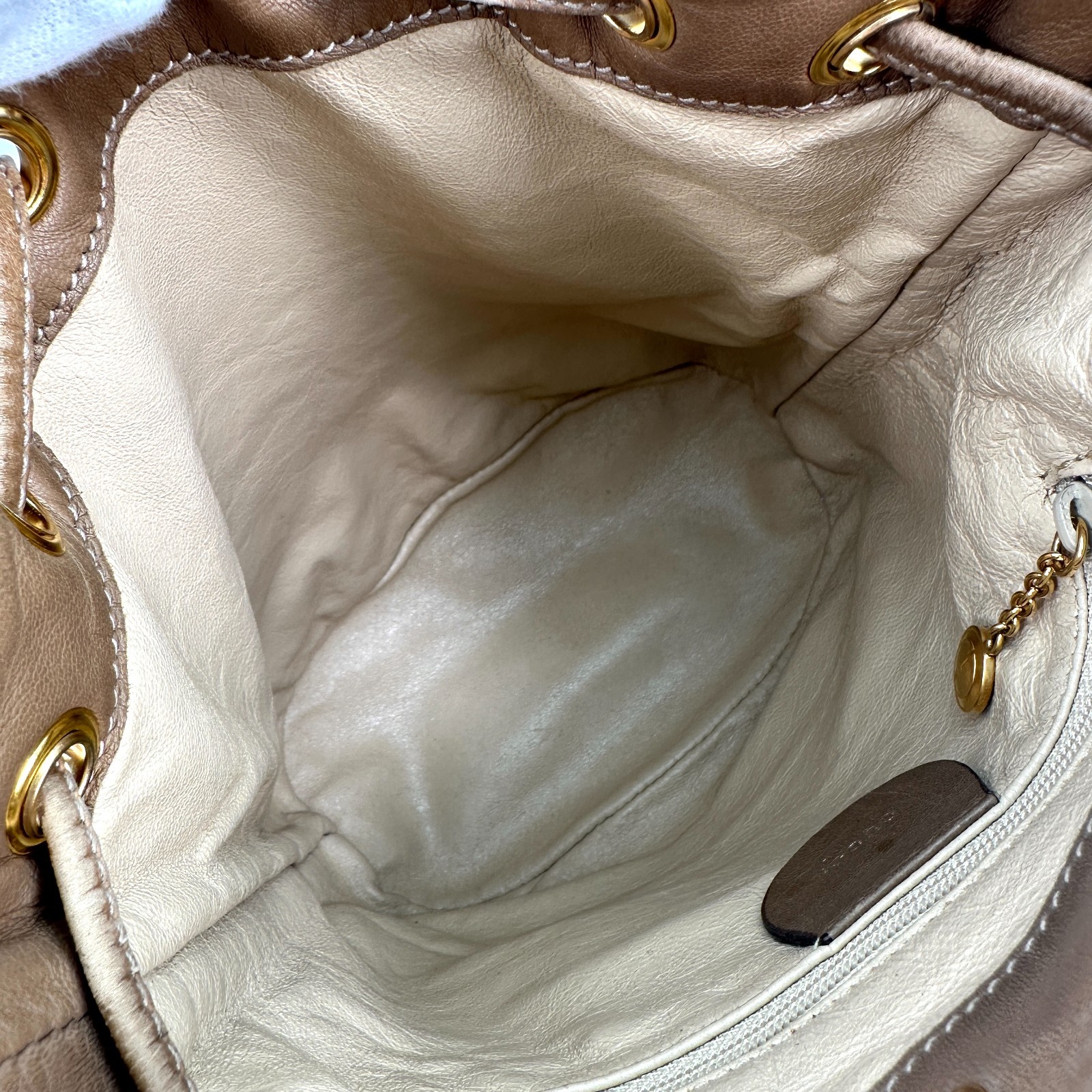 GUCCI Horsebit Suede Drawstring bag Beige Suede Authentic