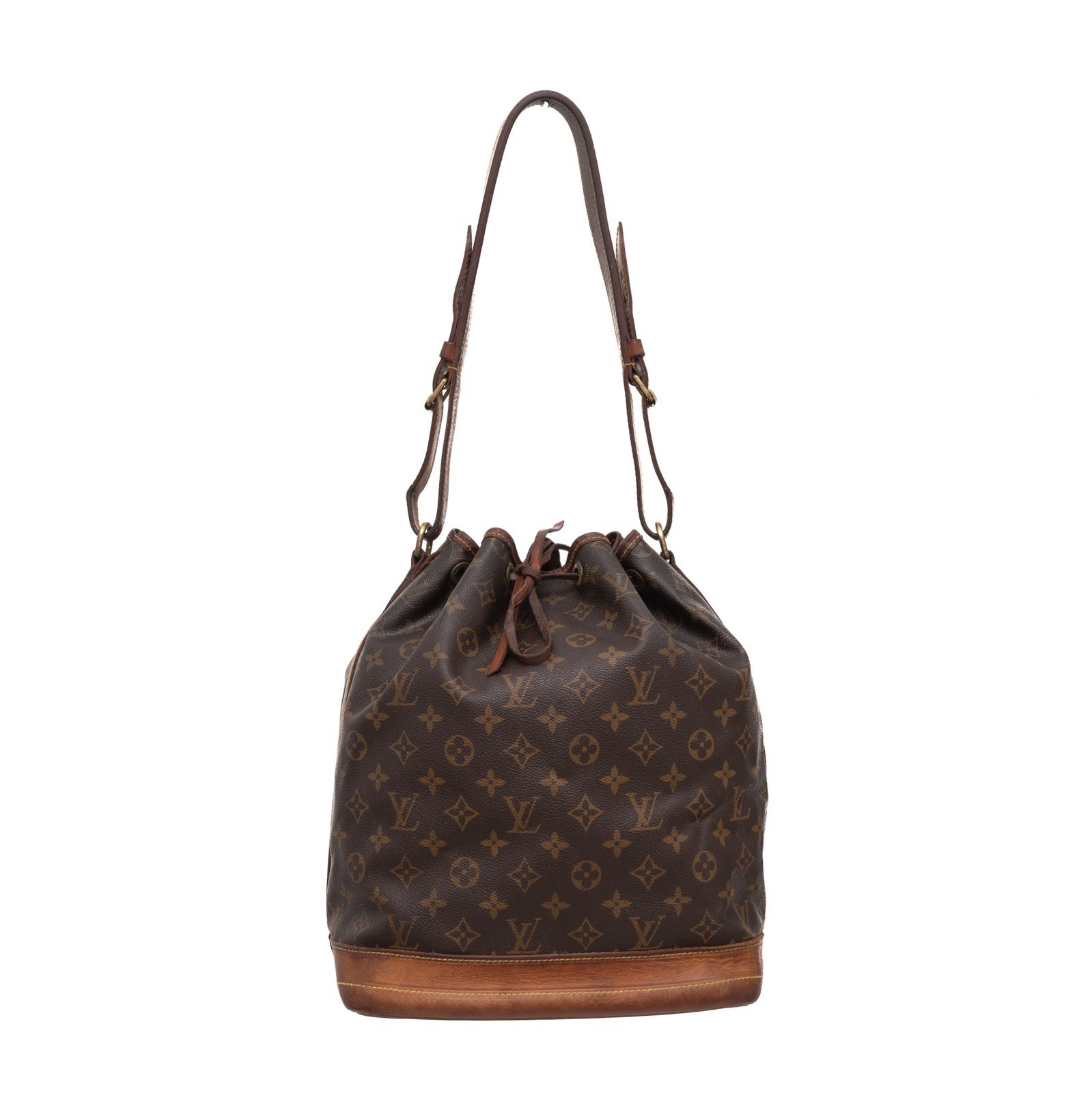 Louis Vuitton GM Noe Monogram Canvas Leather Drawstring Bucket Shoulder Bag VTG