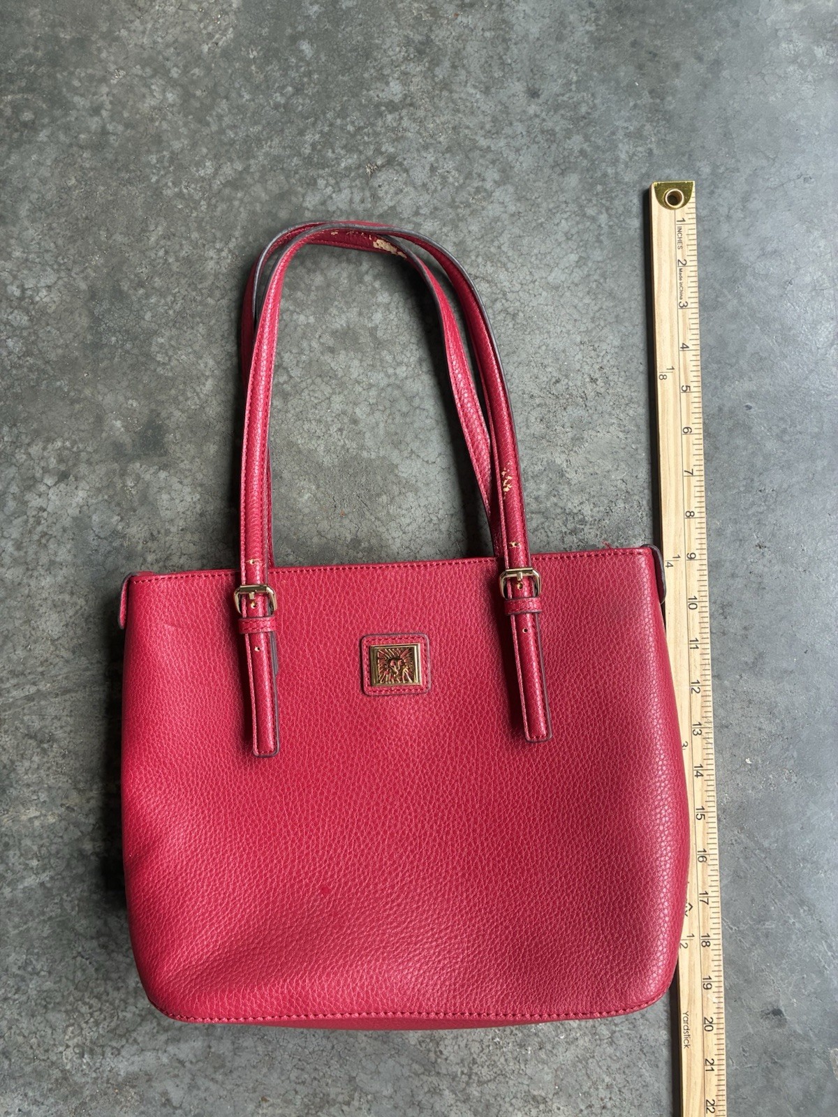 Anne Klein Tote Handbag Red Medium Faux leather Purse