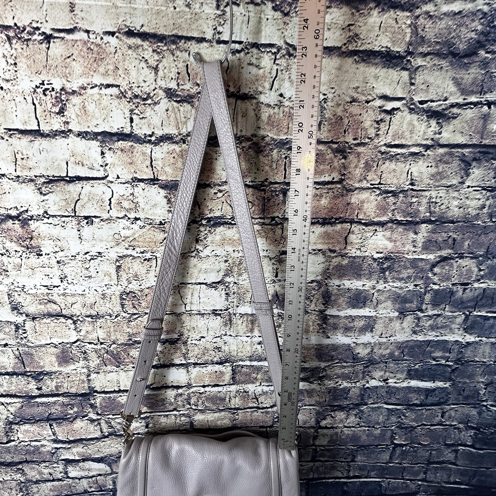 Tory Burch Amanda Fold Over Crossbody Shoulder Bag Purse Gray Leather