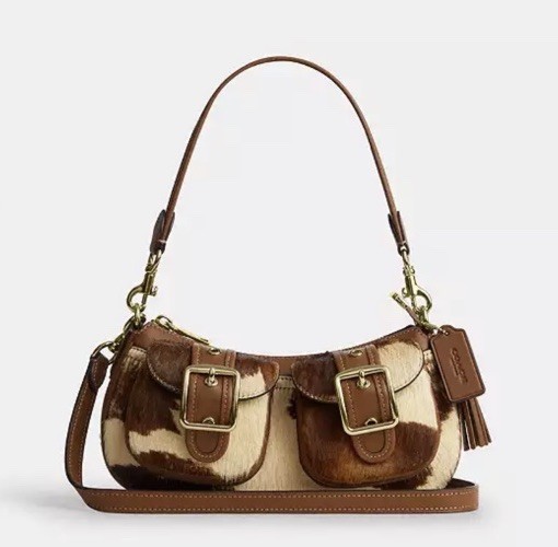 Coach Ashton Shoulder Bag In Haircalf With Cow Print CDW47 Cow printed haircalf