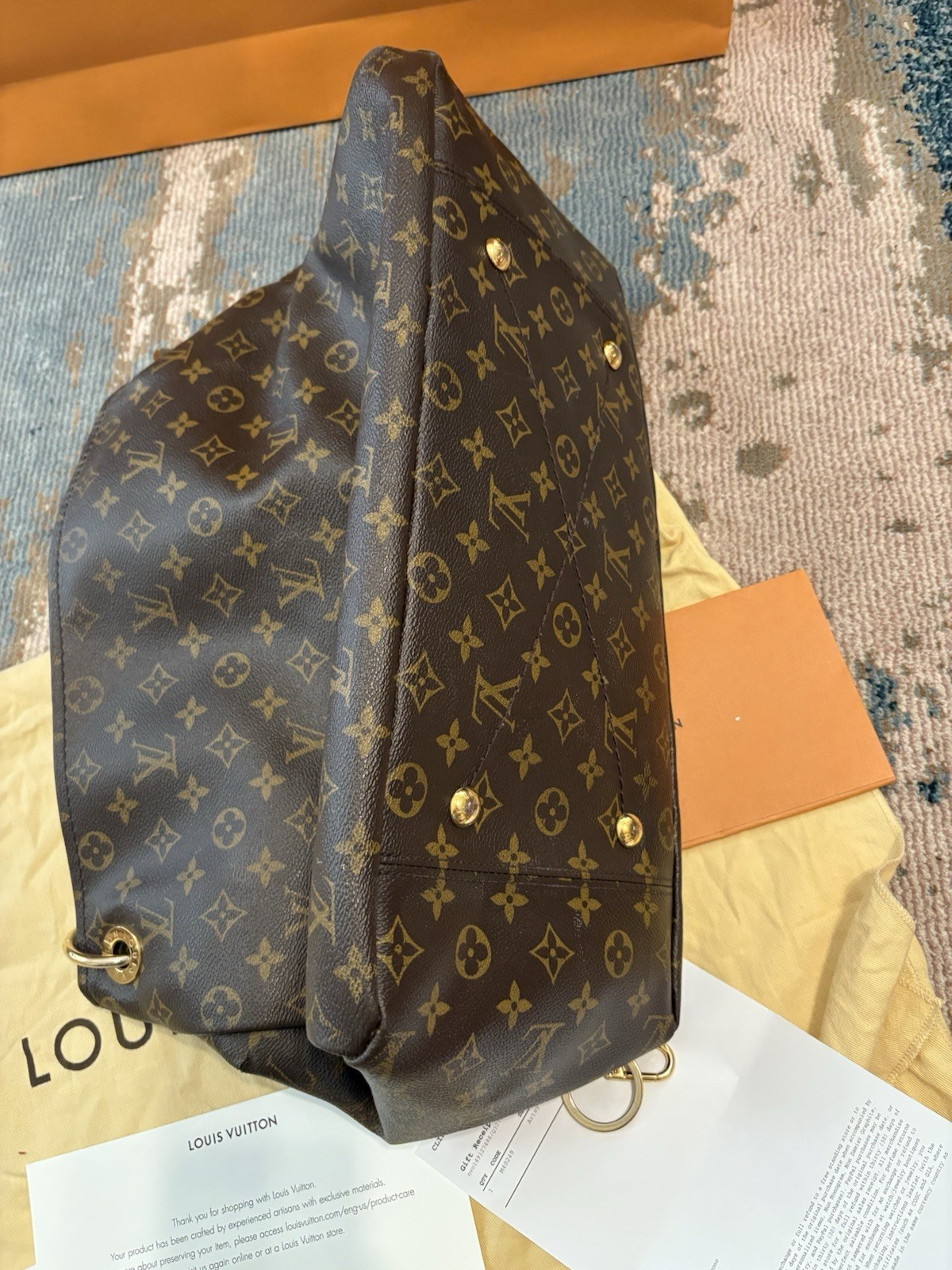 Louis Vuitton Artsy mm Monogram Canvas Shoulder Hobo Handbag with Receipt