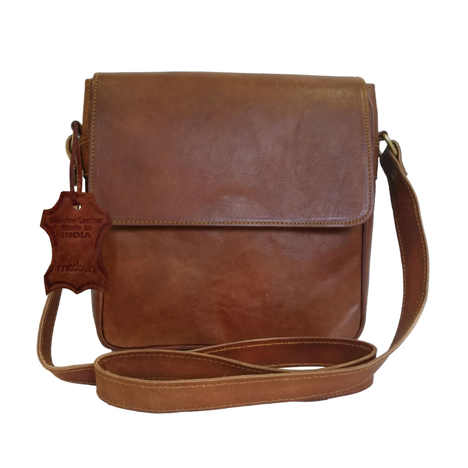 Madosh Genuine Leather Messenger Bag Crossbody Shoulder Satchel Sling Purse 10″