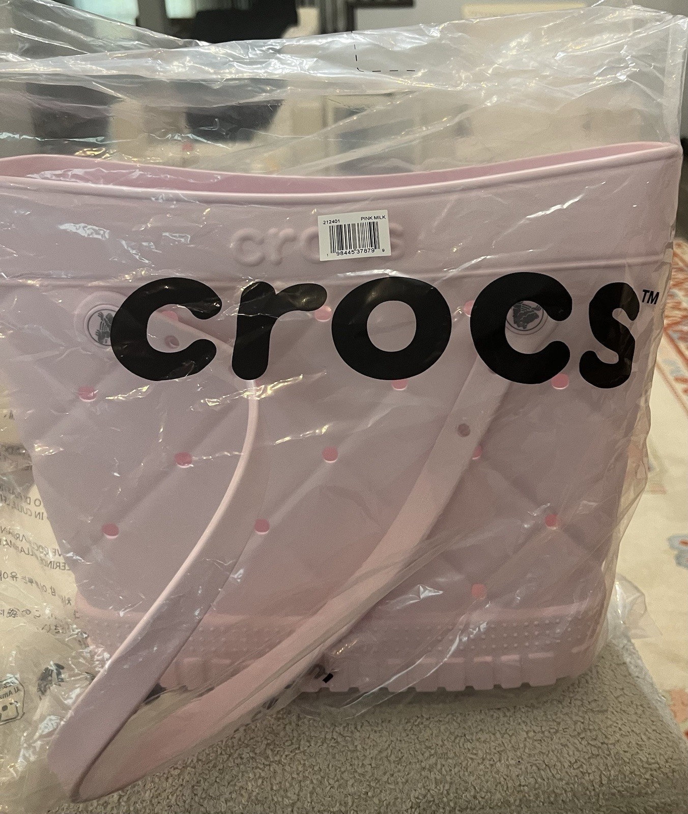 Crocs Women Pink Beach Bag, Medium Size Shoulder Tote, Stylish & Practical