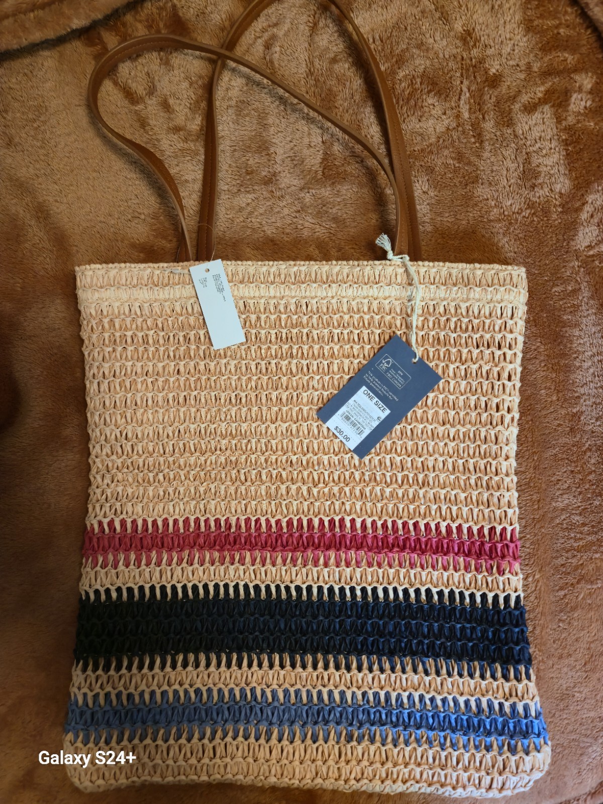Universal Threads Tote Bag Open Weave Woven Stripe Beach New Useful Shopping