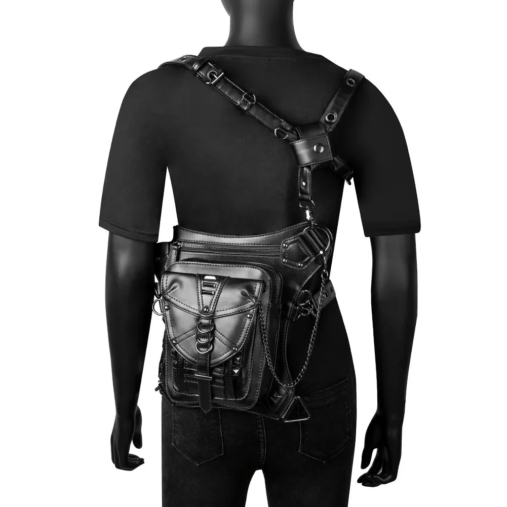 Steampunk Waist Leg Bag Gothic Motorcycle Drop Thigh Messenger Purse PU