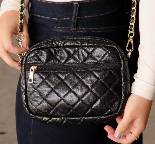 Shiraleah Mademoiselle Quilted Crossbody Camera Bag w/ Chain Strap IVORY NWT $62