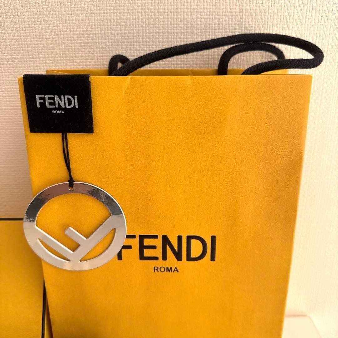 FENDI Brown FF Monogram Pouch Chain Coin Purse Nano Baguette Bag Charm Dust Bag