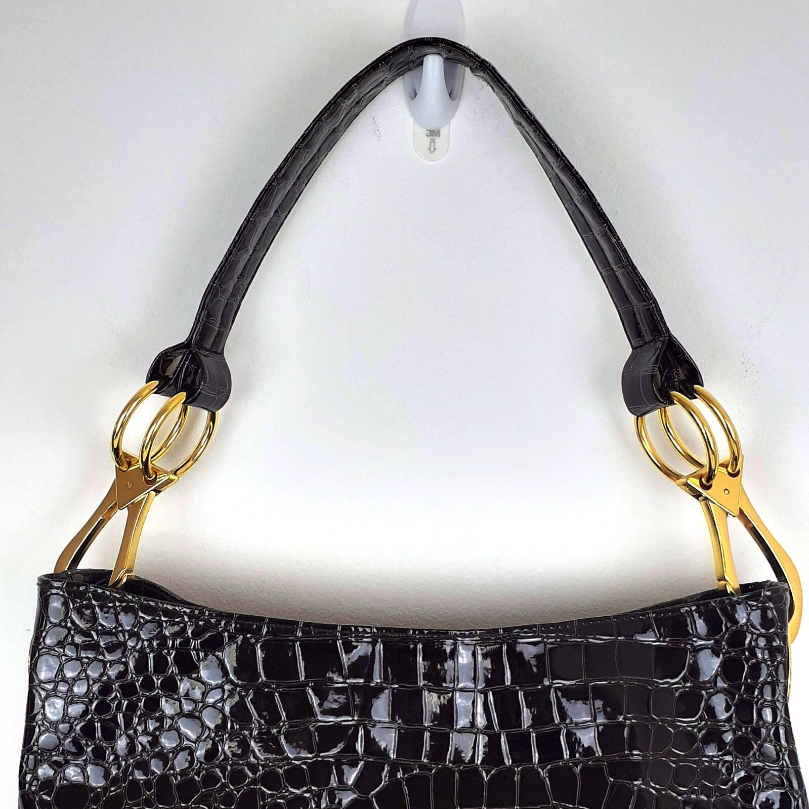Faux Leather Reptile Animal Print Shoulder Bag. Brown Maximalist Bucket Braciano