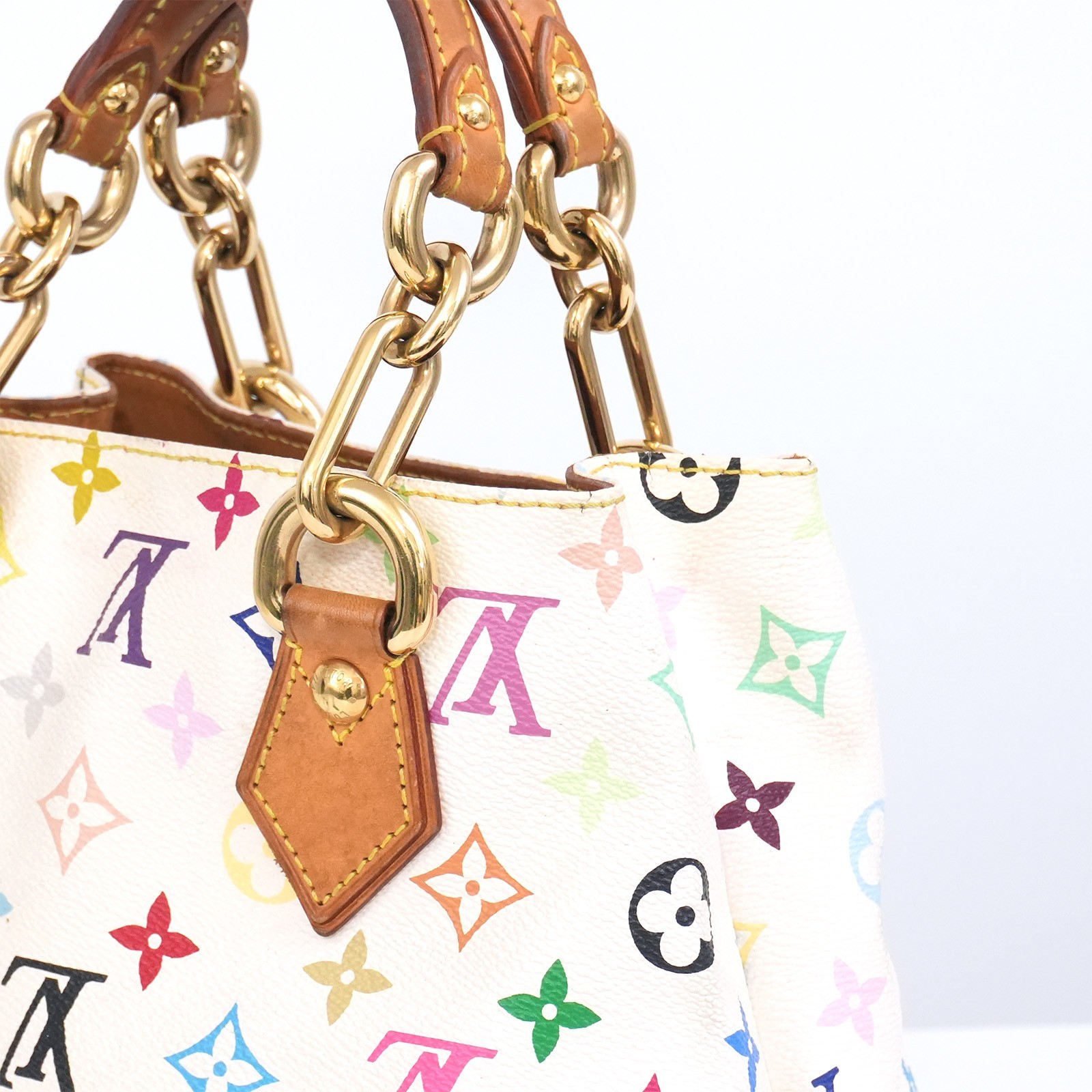 LOUIS VUITTON LV Monogram Multicolor Audra M40047 Bag White TH1005 Auth #58639A