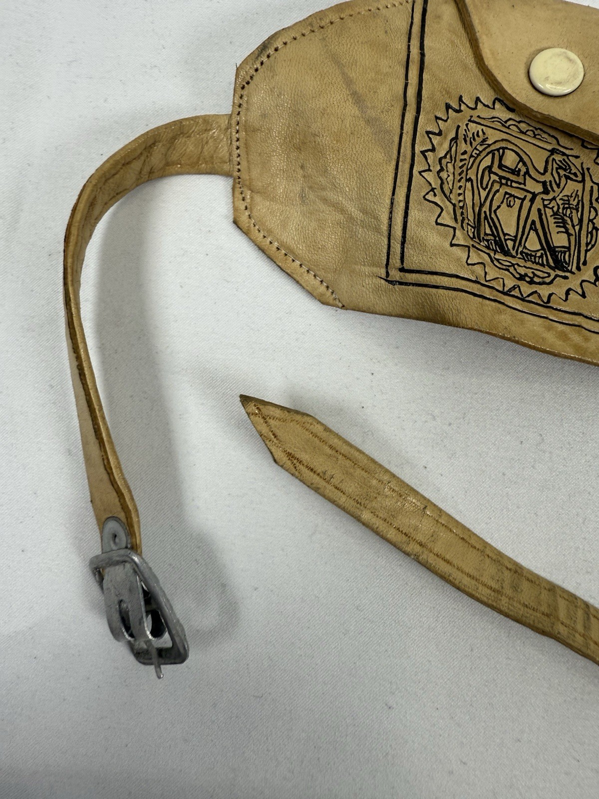 Vintage Egyptian Print Coin Money Waist Purse Holder Leather Camels Adjustable