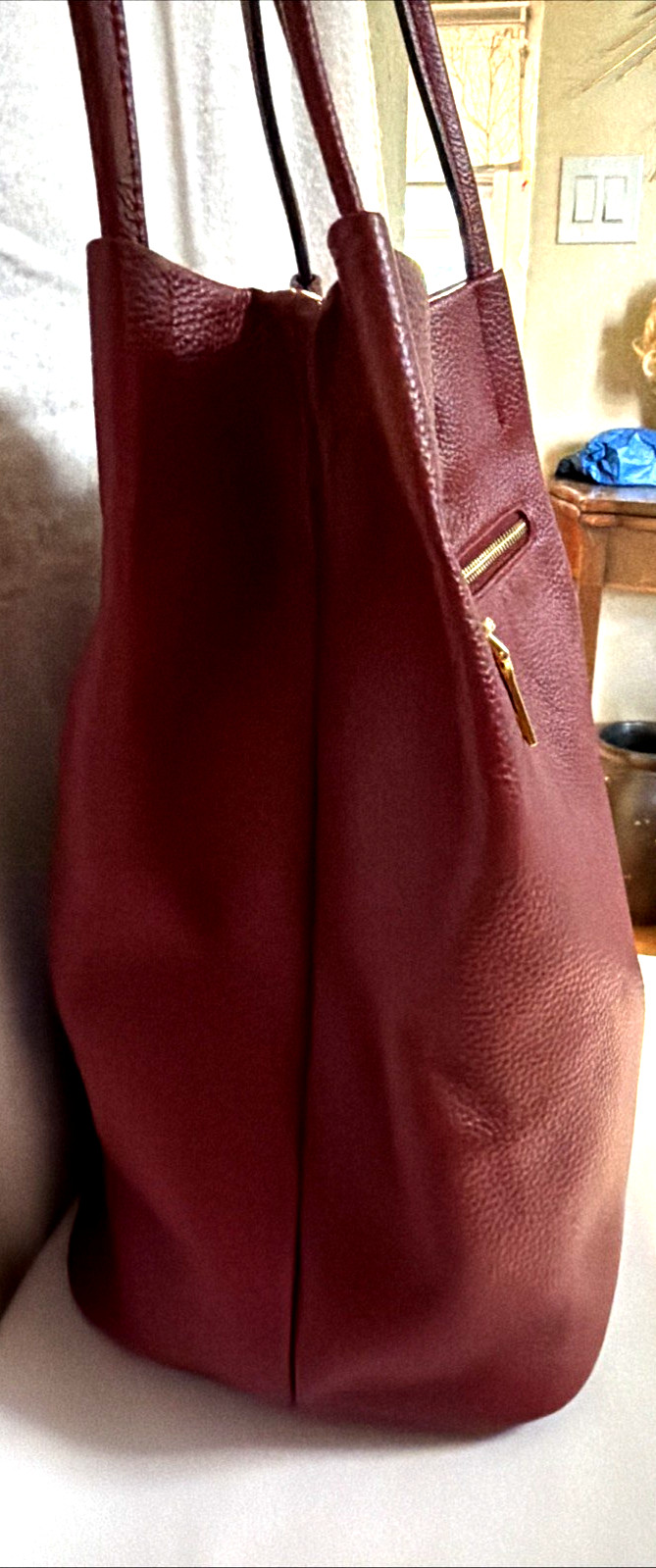 Kattee Red Leather Shoulder Bag Soft Pebbled Very Nice!