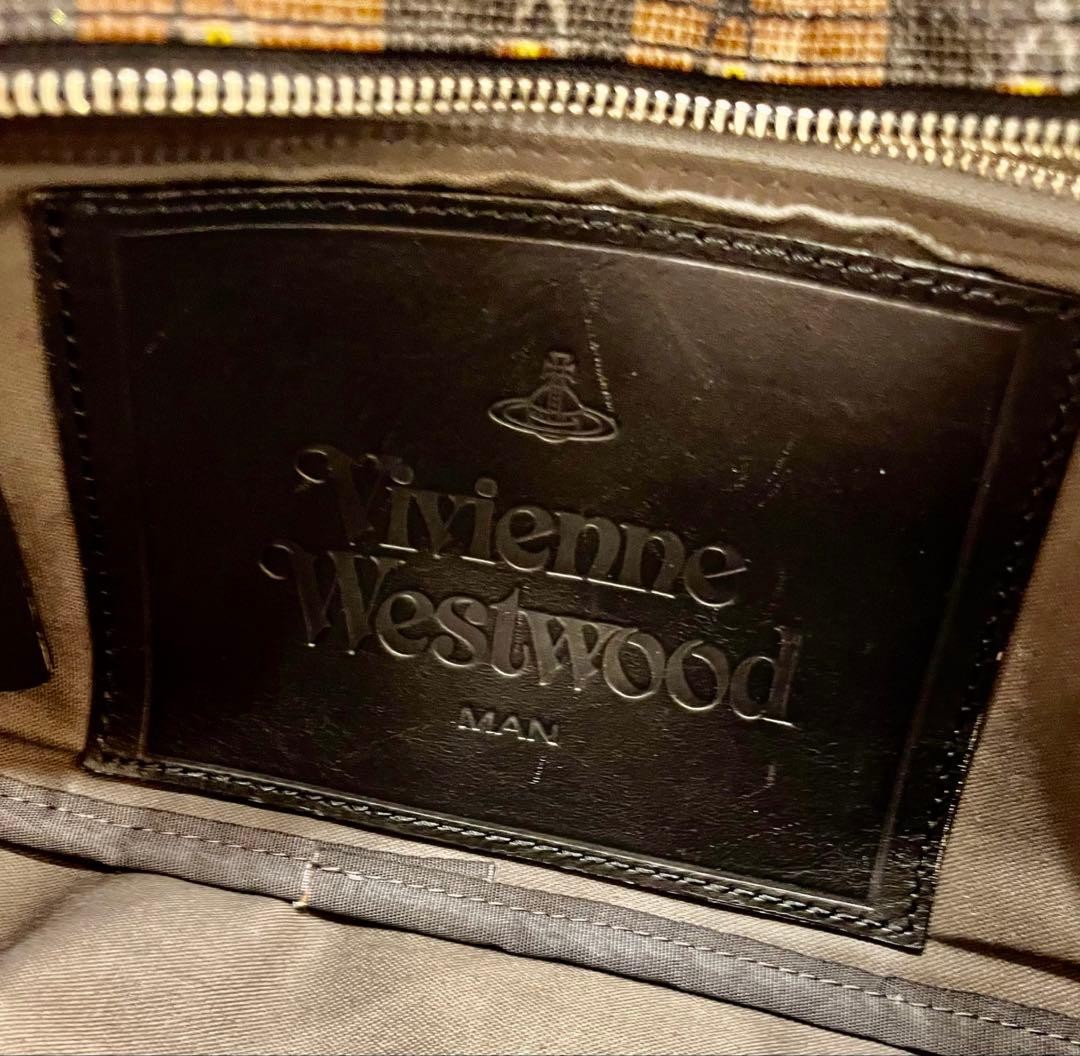 Vivienne Westwood Orb Pattern Body Bag Waist Pouch PVC Gray Strap 100cm Womans