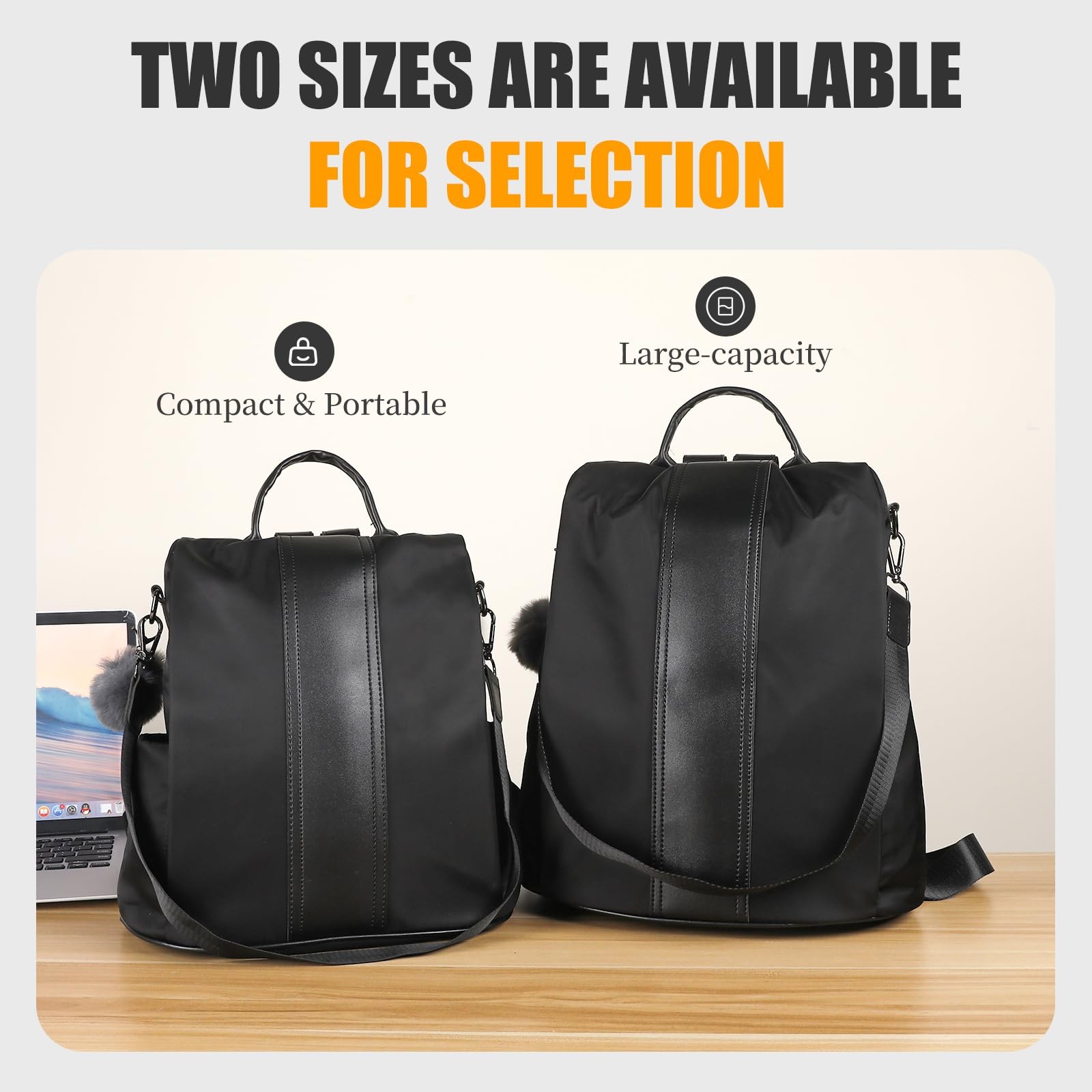 Women Backpack Purse Waterproof Nylon Anti-theft Rucksack Lightweight Shoulder