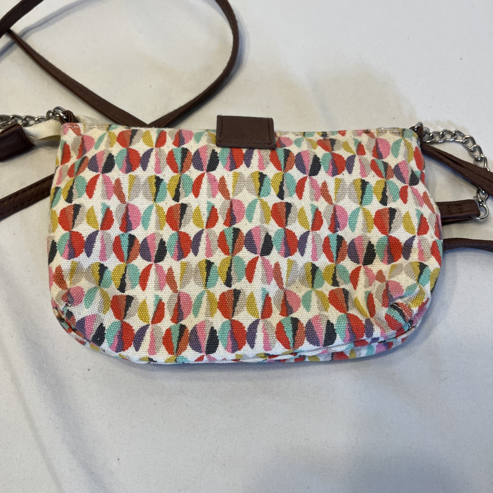 Small Crossbody Bag Colorful Geometric Design 8 x 5 Inches Zip Shut