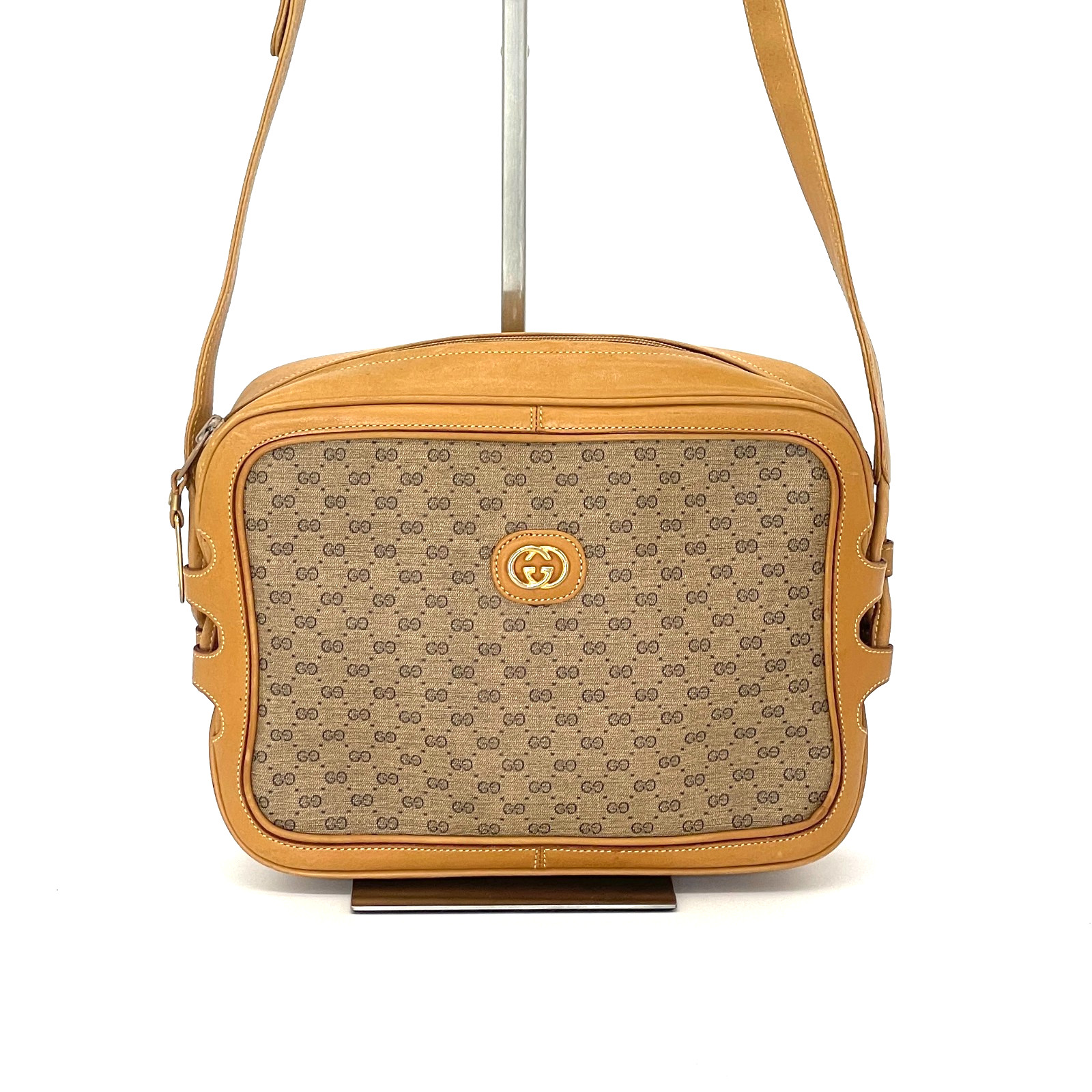 Vintage GUCCI Shoulder bag Micro GG Leather Authentic