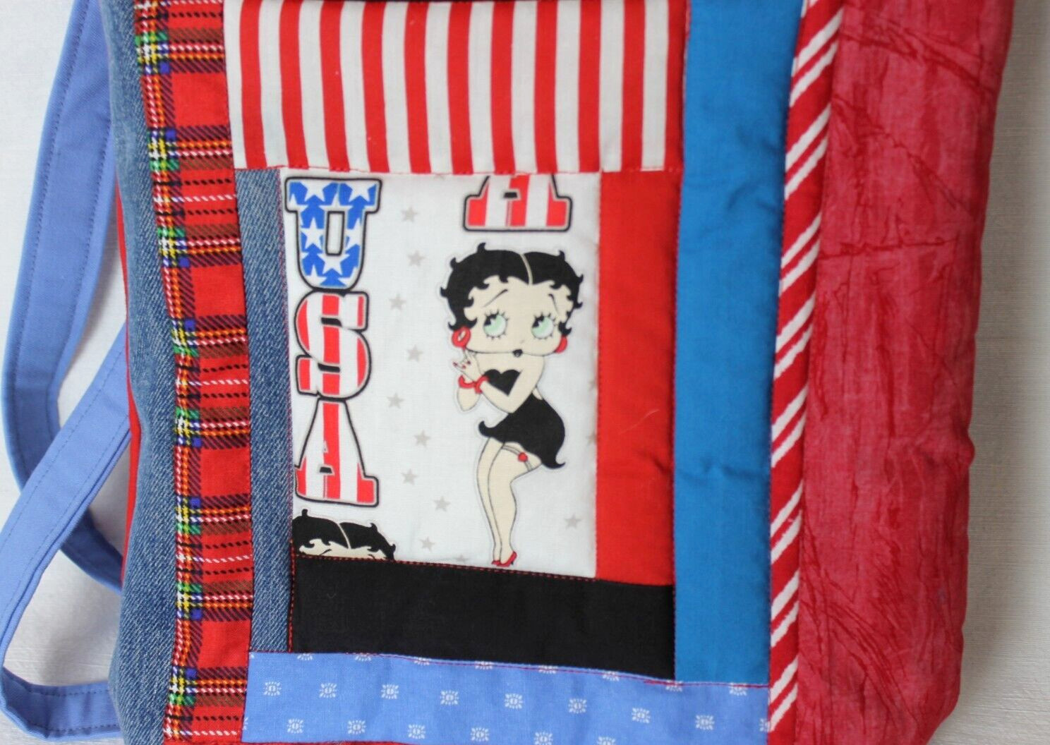 Betty Boop Patriot Tote Bag Purse, Lined, Zippered Pocket & Open Interior Pocket
