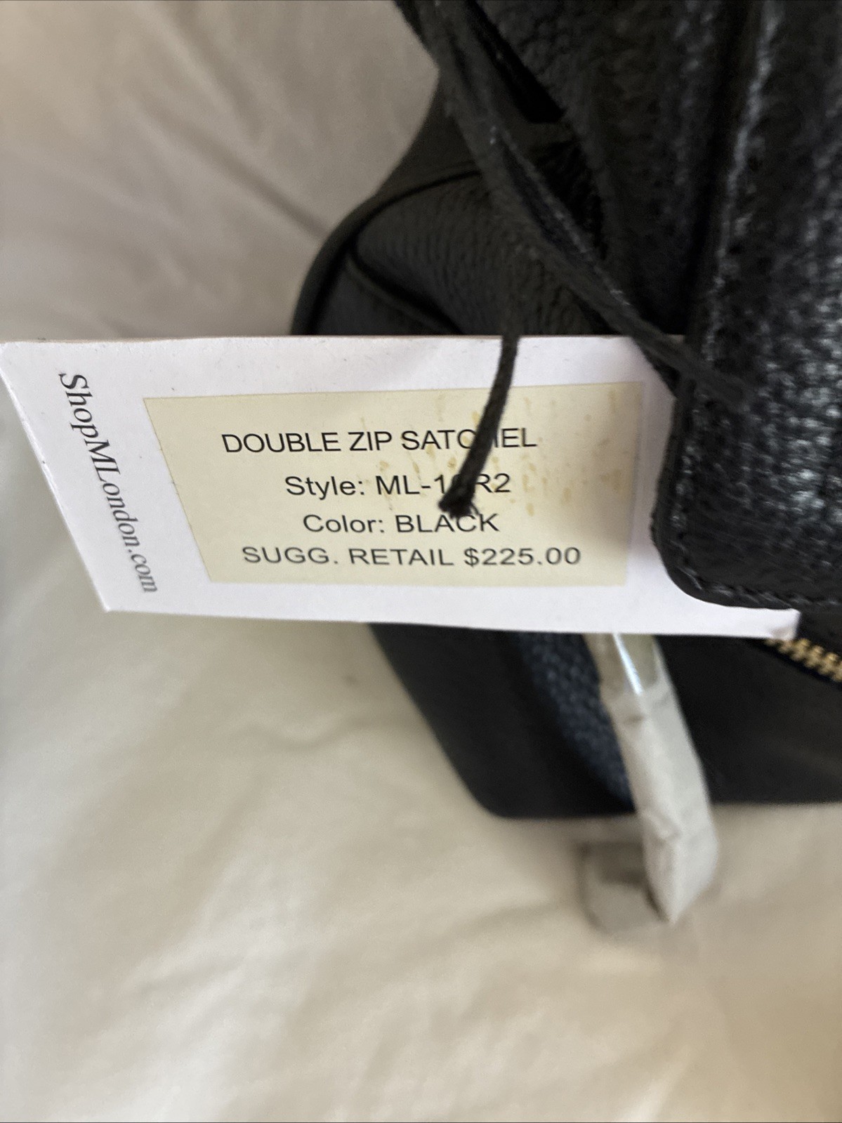 M London Double Zip Satchel, With Shoulder Strap Included.Genuine Leather. New.