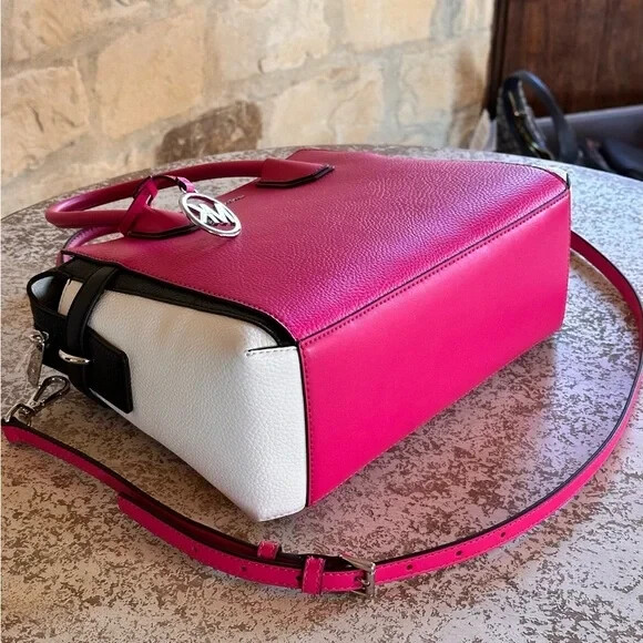 MICHAEL KORS MERCER MEDIUM ZIP BELTED SATCHEL BAG MK PINK LEATHER/WALLET OPTION