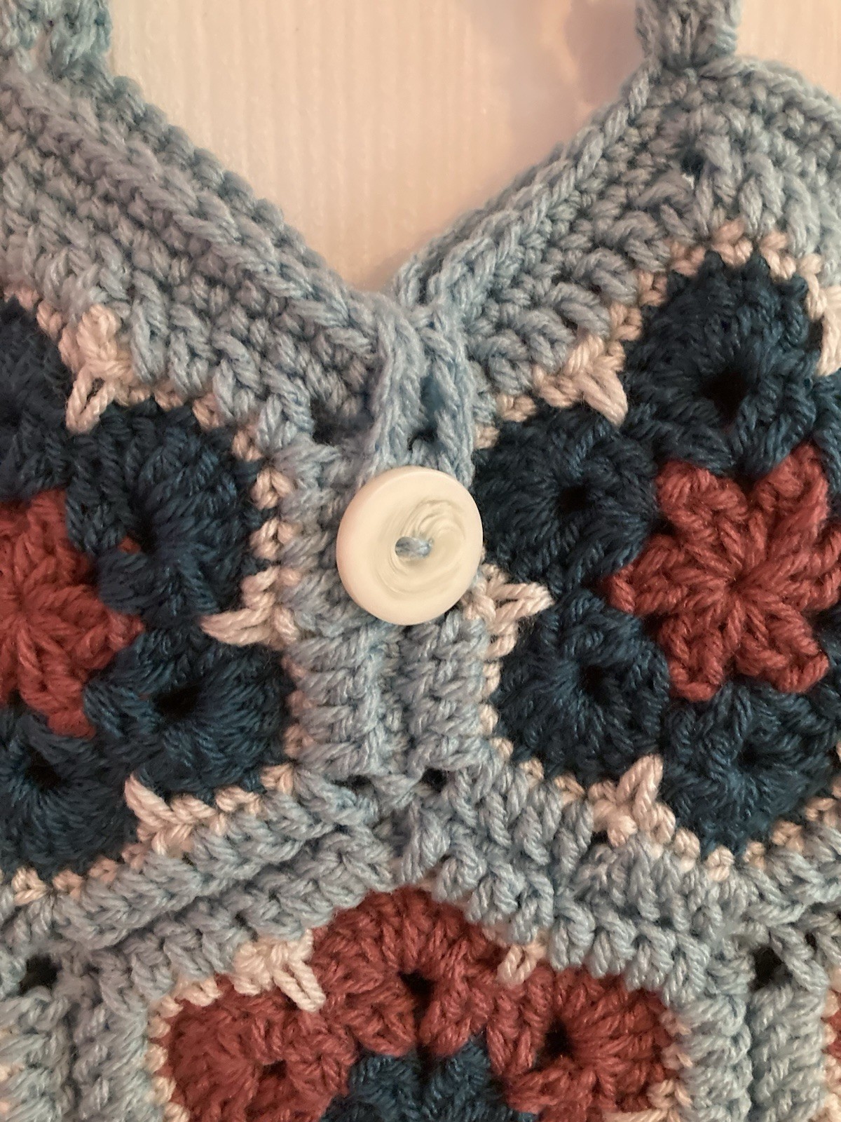 Crochet Shoulder Bag Handmade African Violet Granny Square Medium Tote Purse Bag