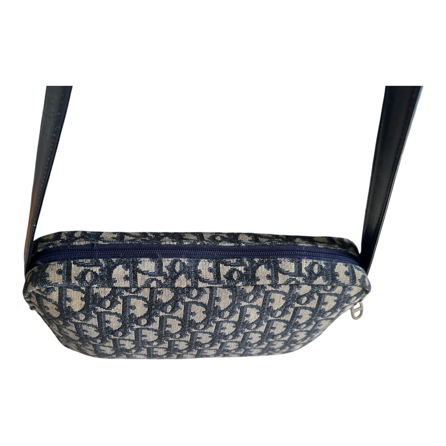 Dior Blue Black Monogram Shoulder Bag with Gold Hardware
