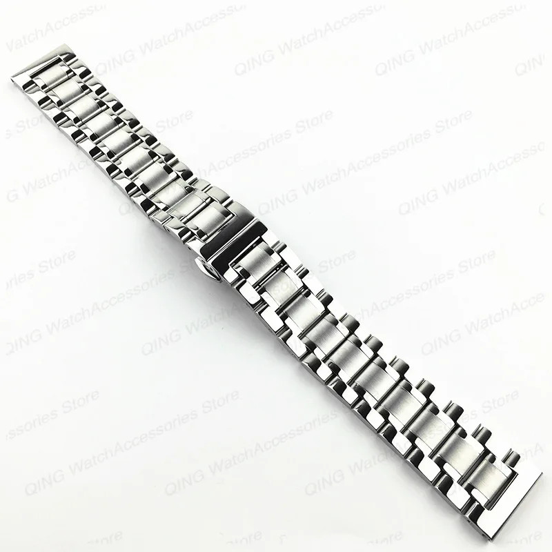 Arc Flat End Solid Stainless Steel Watchband for Tissot Butterfly Clasp Strap