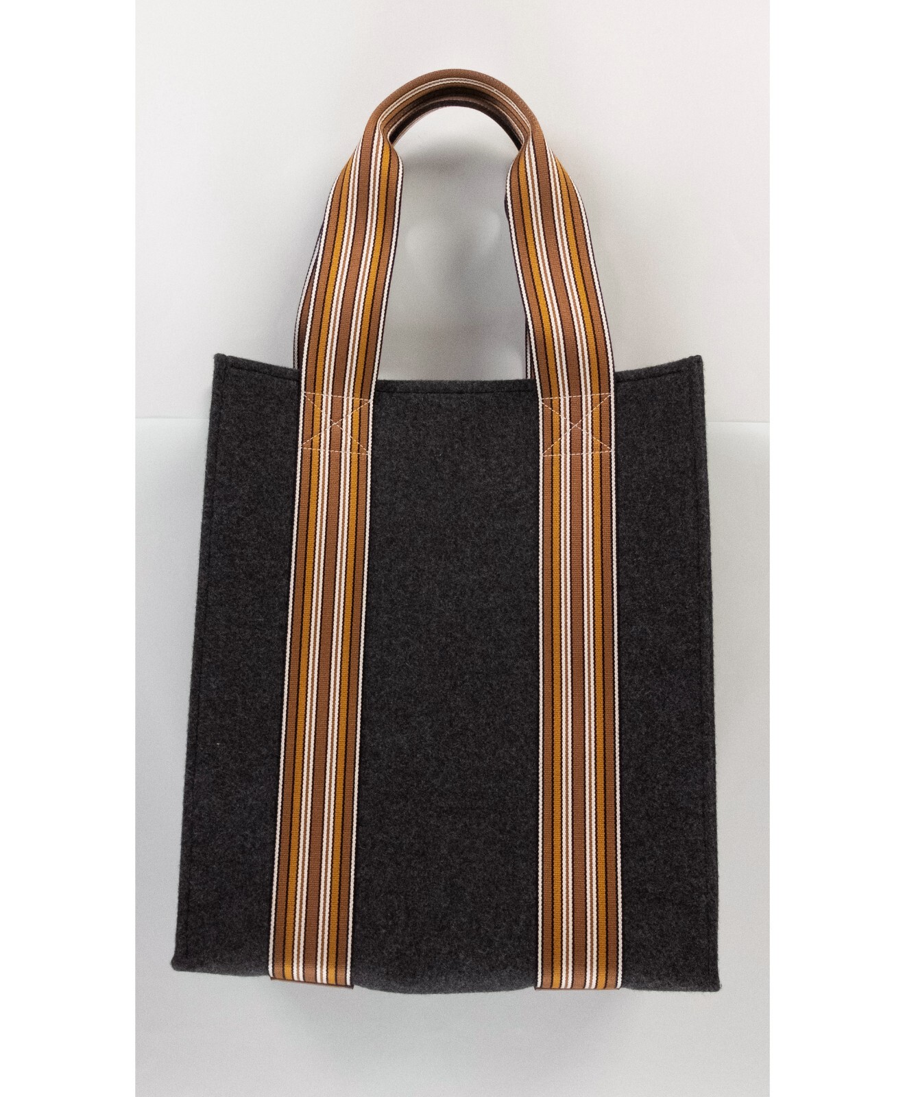 (NO CUSTOMS TAX) LORO PIANA Suitcase Stripes dark gray cashmere tote bag Italy