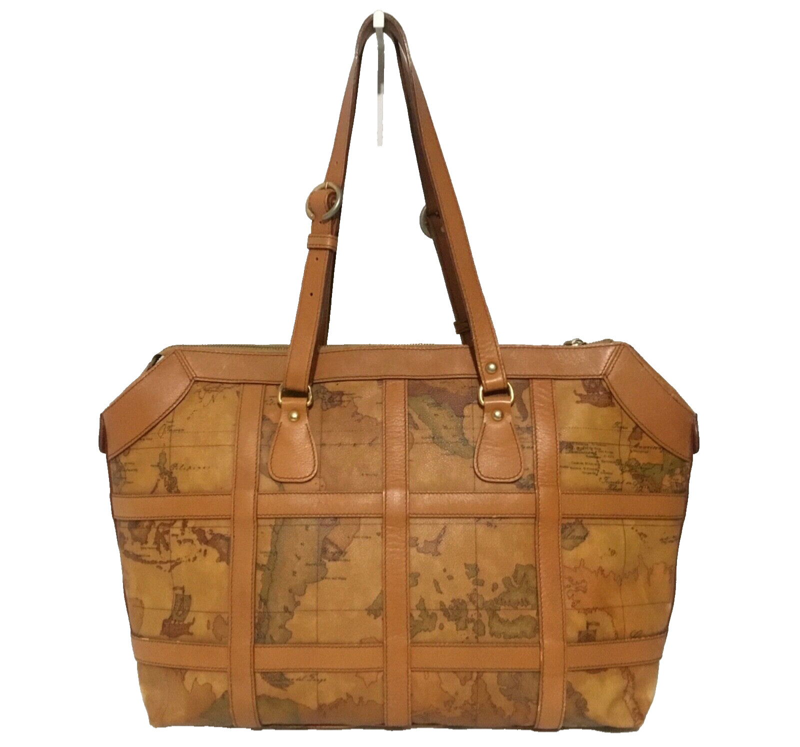 ALVIERO MARTINI 1A PRIMA CLASSE GEO MAP PVC LEATHER LARGE TOTE BAG