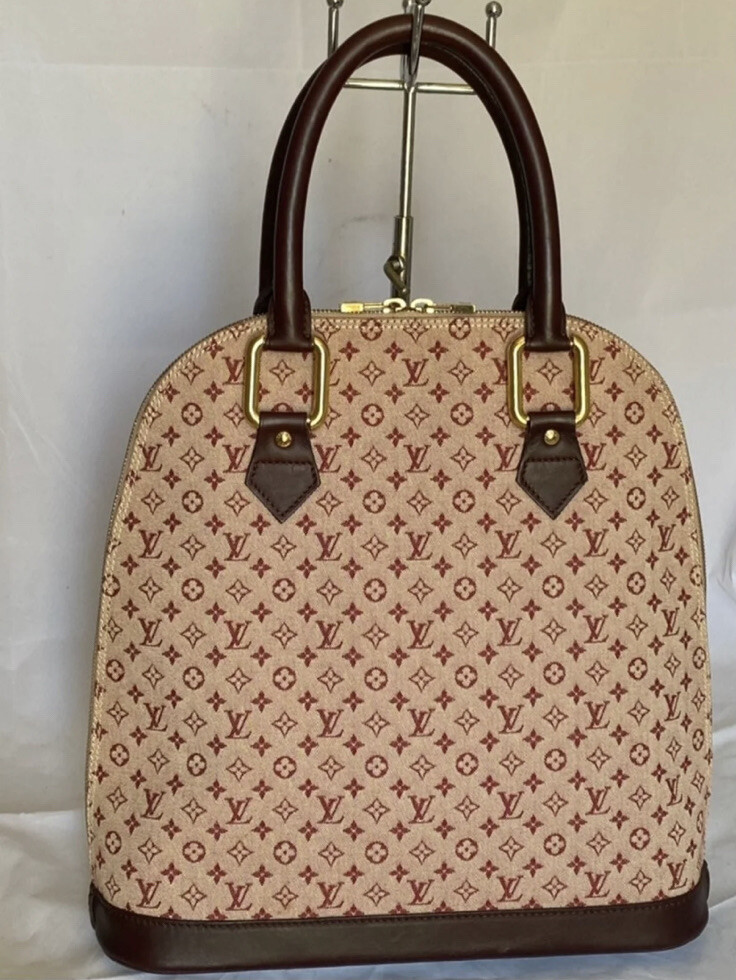 Louis Vuitton Burgundy Monogram Mini Lin Alma Haut Tall Domed Satchel Handbag