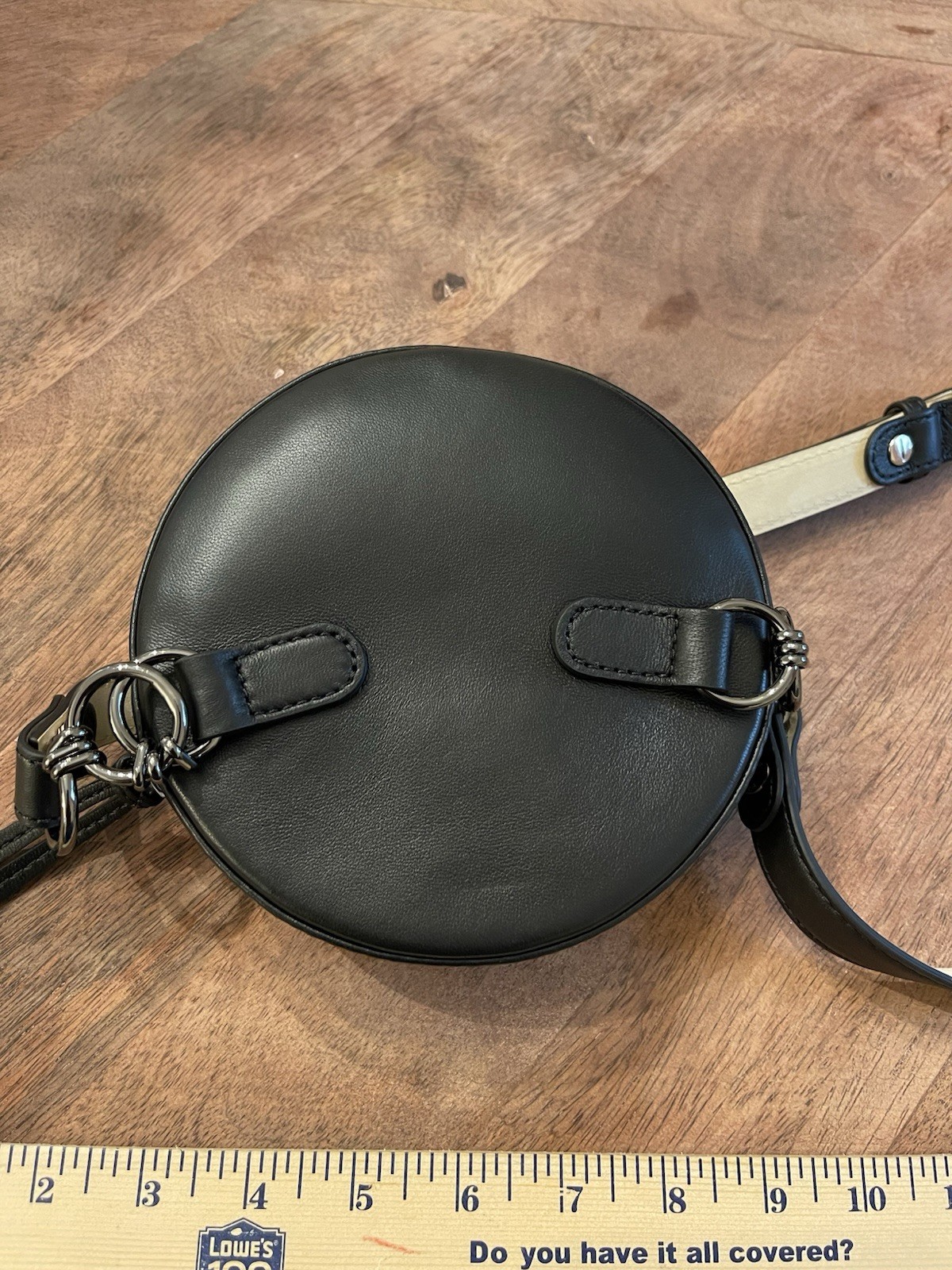 Longchamp Cavalcade Round Circle Leather Belt Bag Shoulder Bag Black Gunmetal