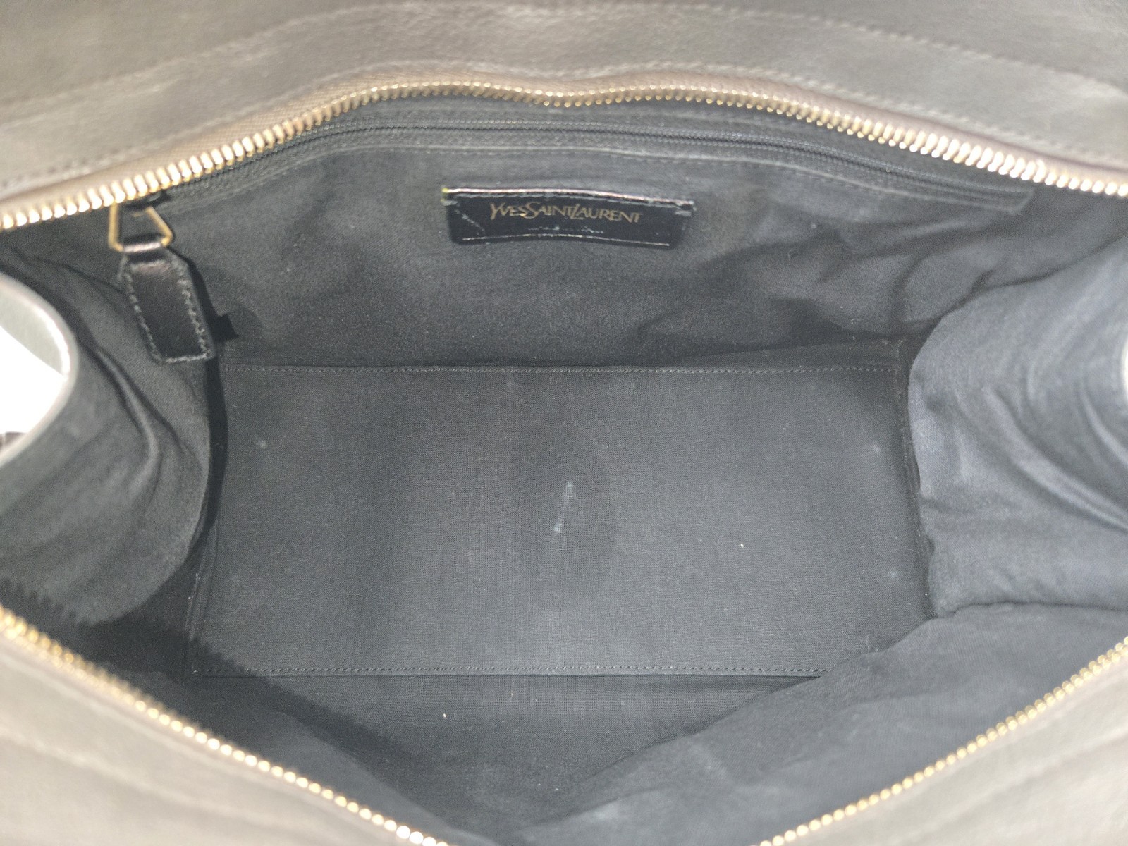 YVES SAINT LAURENT YSL Cabas Chyc 2way Bag Purse Dark Gray Leather