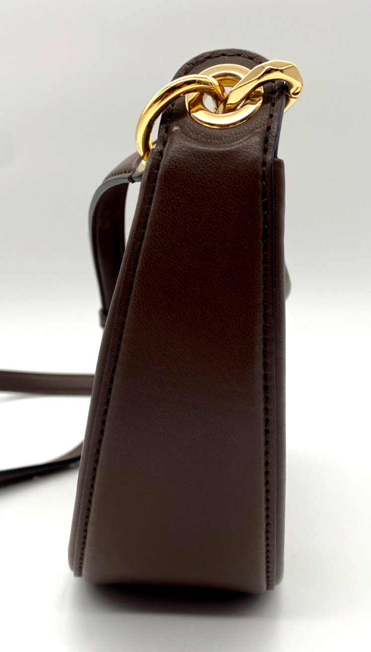 Valentino Garavani VLogo Moon Hobo Mini Brown Calf Leather Shoulder Bag – Auth