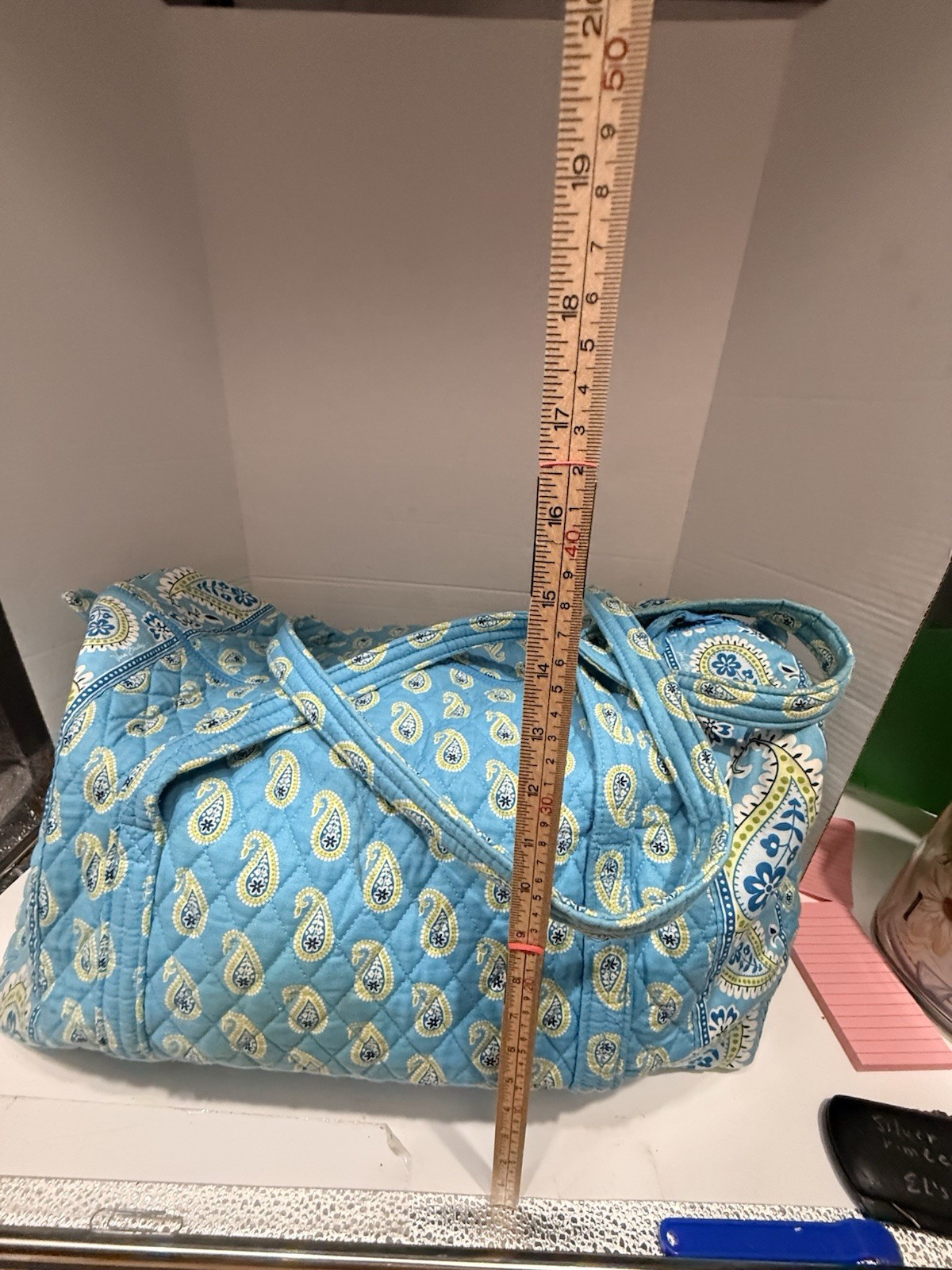 Vintage Vera Bradley~Bermuda Aqua Blue Paisley Large Duffel Excellent Condition