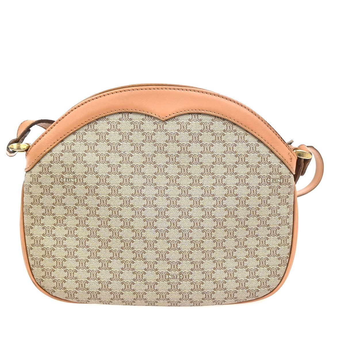 CELINE Macadam Pattern Crossbody Shoulder Bag PVC Leather Brown Italy 62KC868