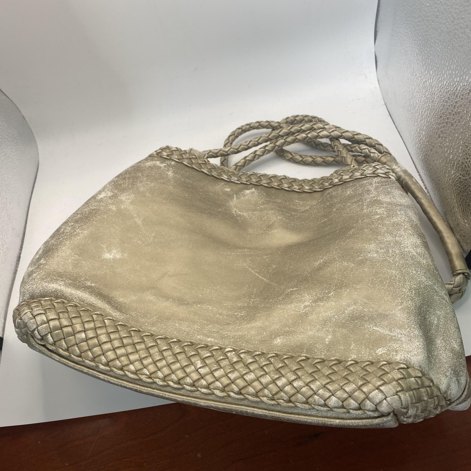 Vintage Warren Reed Shoulder Bag Womens Small Gold Faux Leather Braided Strap