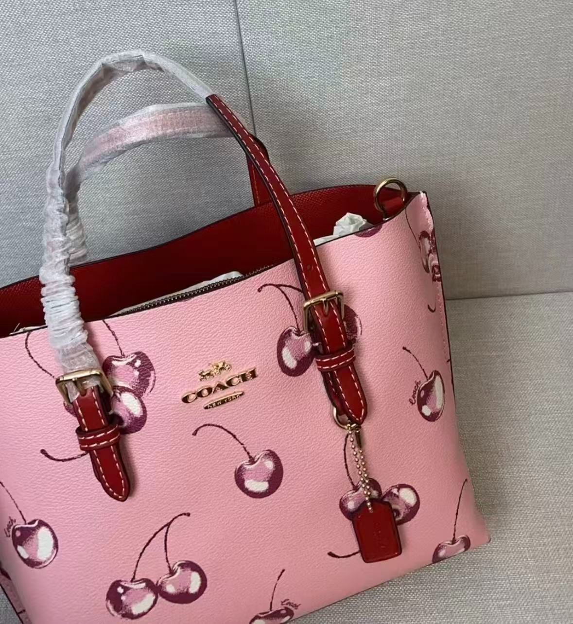 Coach CR293 Molly Tote Shoulder Bag Cherry Print 25 Ladies New