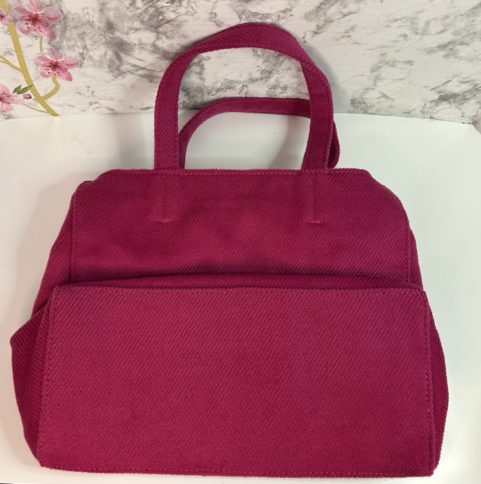 NWT Mian Purse / Tote Bag Hot Pink Brushed Fabric With Rhinestone Embellishments
