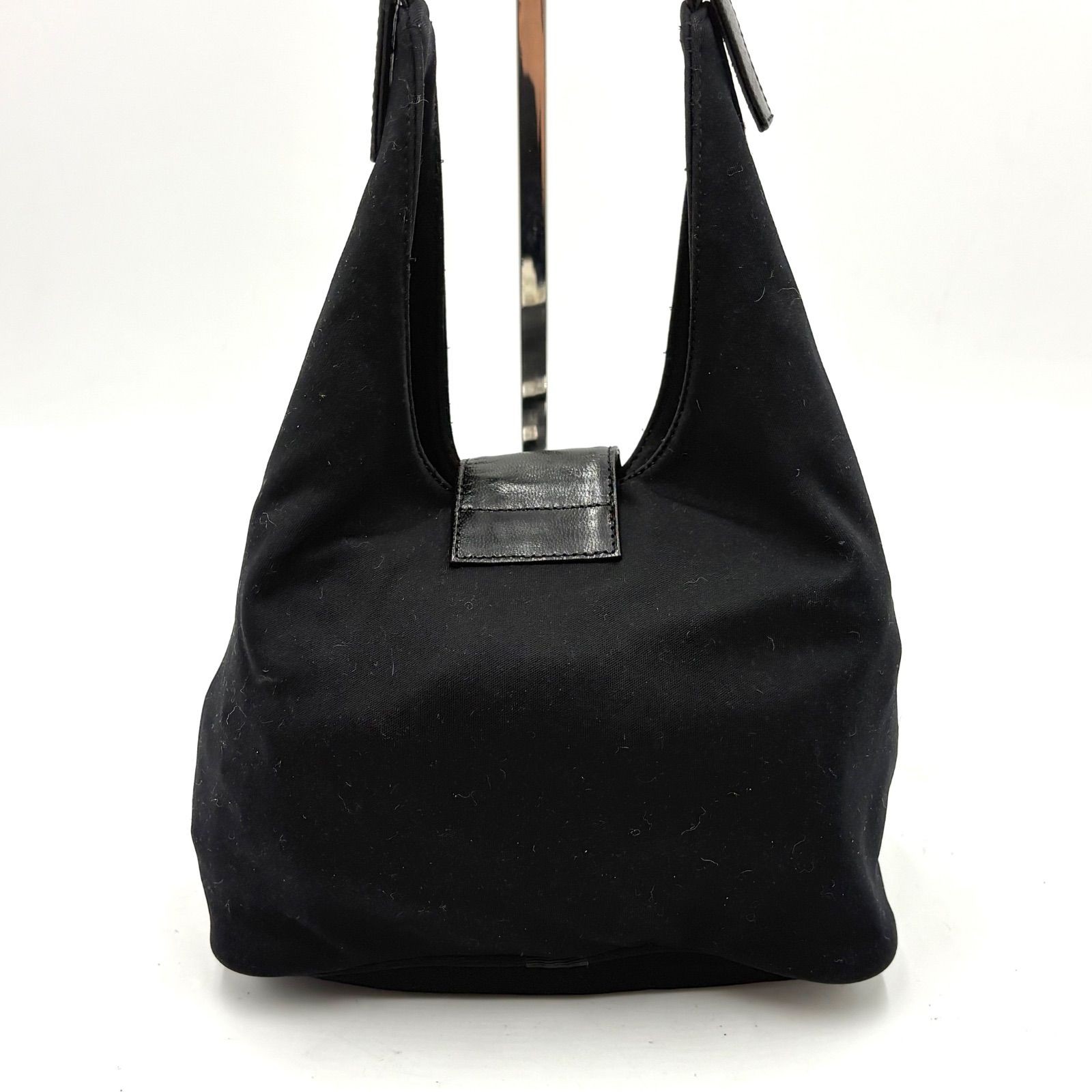 Auth FENDI Mamma Bucket Cotton Jersey Shoulder Bag, Black, 26686 2Y9857