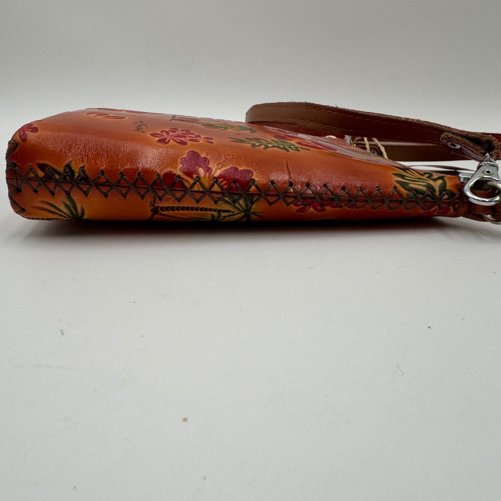 Aloha From Hawaii Crossbody Bag Hand Made Leather Tropical Floral Women Brown