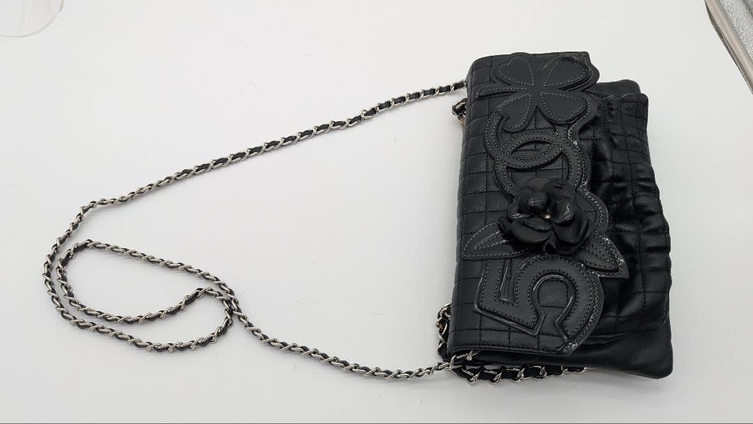 Chanel Camellia Chocolate Bar Chain Shoulder Bag