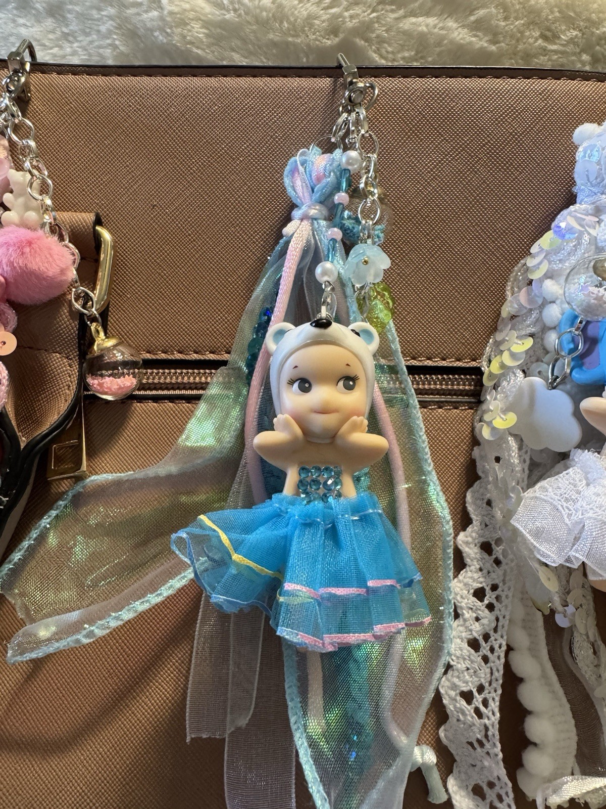 New – Custom Made Faux Sonny Angel Polar Bear Bag Charm – Blue Doll Accessory