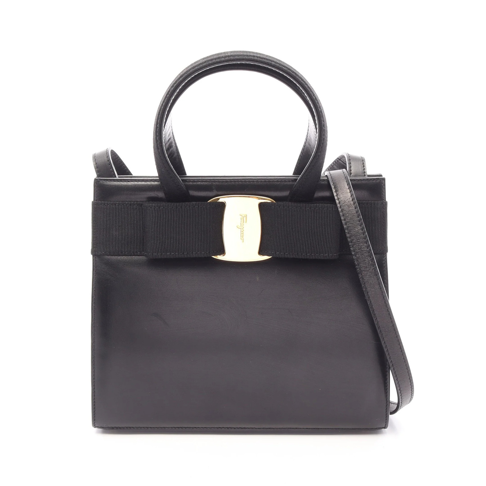 Salvatore Ferragamo 2WAY Handbag Black Leather #RCB14432