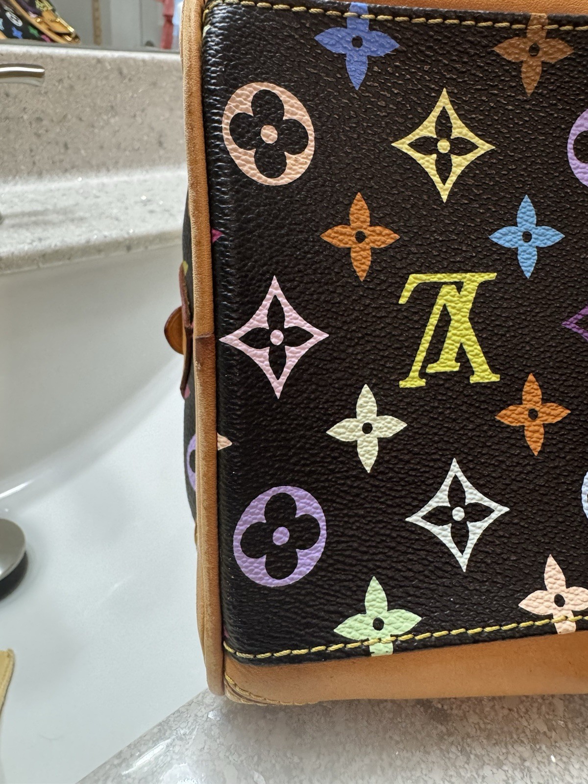 Louis Vuitton Murakami Multicolore Monogram Satchel Top Handle Zip Buckle COA