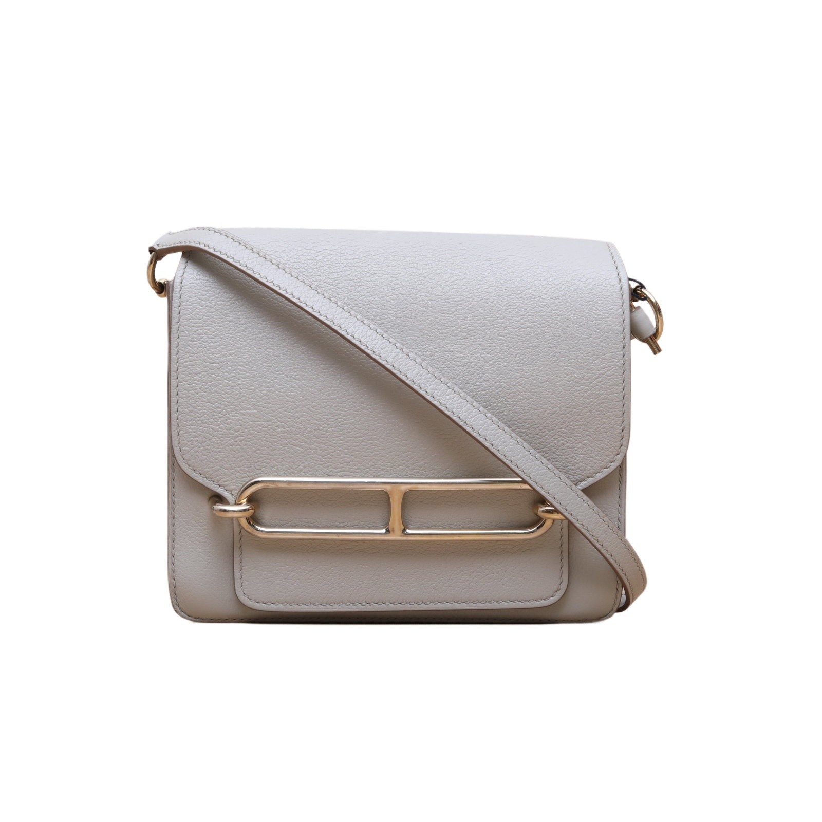 HERMES Roulis 19cm Blanc Glacier(8L) Evercolor Leather 2018 Crossbody Bag